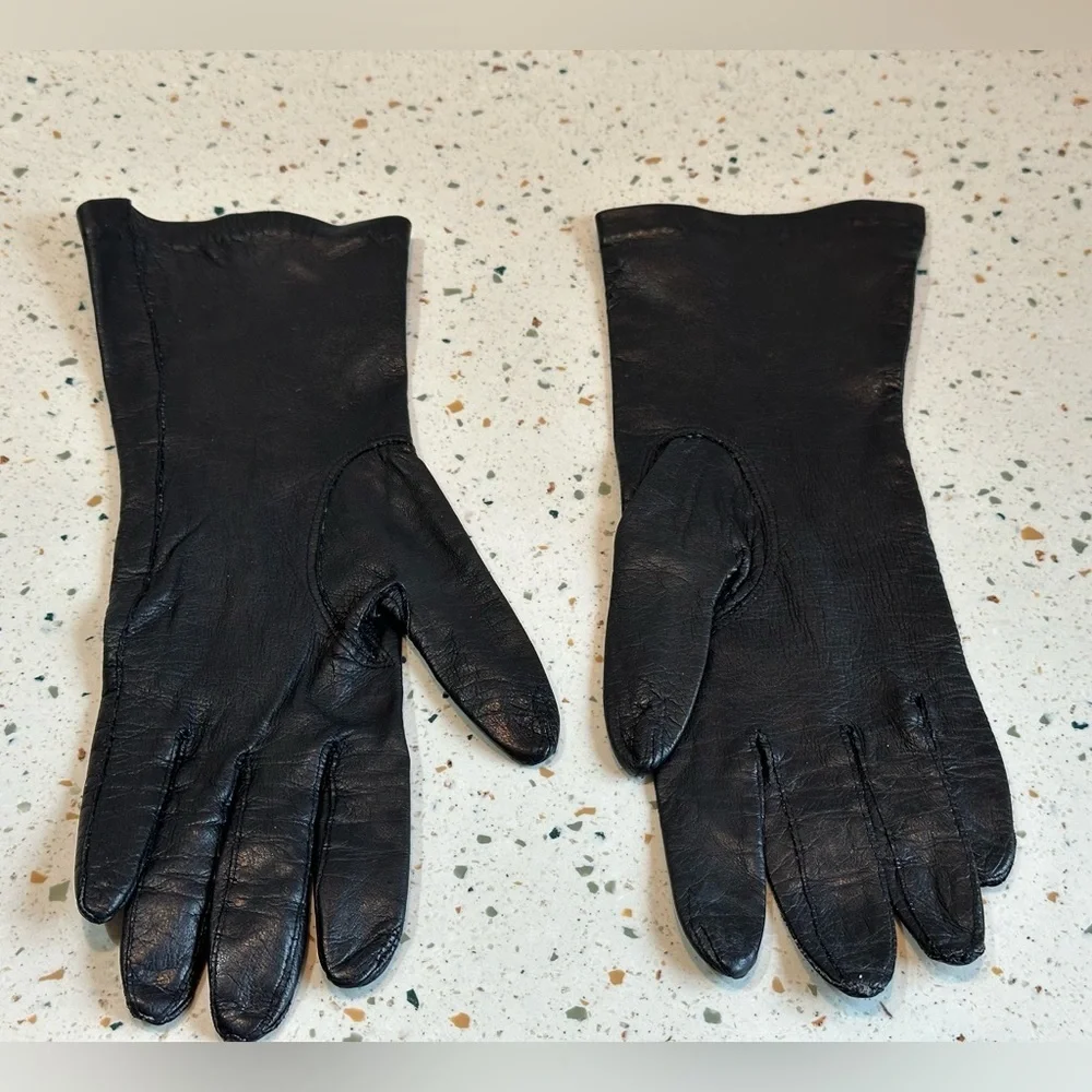 Vintage Carson Pirie Scott & Co. Italian Black Leather Gloves Size 7‎